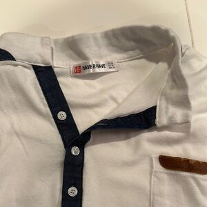 White and Blue Button-Up Shirt